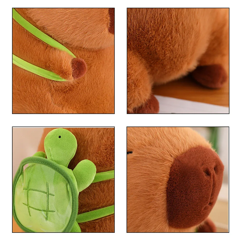 Small Capybaras Plush Toys With Turtles Backpack Comfortable PP Cotton Hugging Doll For Sofa Car Bedroom