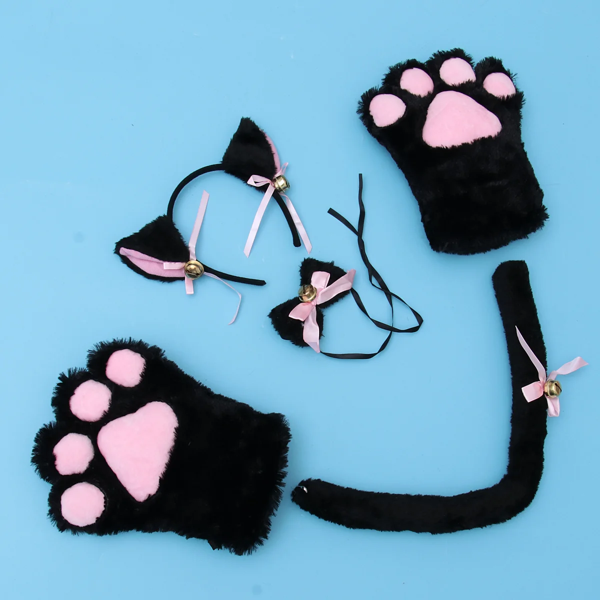 5Pcs Cat Claw Gloves Cosplay Set One Size Comfortable Ears Collar Party Costume Accessories Cat Cosplay Costume