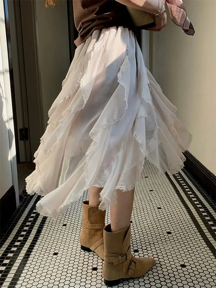 Spring 2026 New Style Lace Fish Tail Skirt Irregular Half Skirt Women's Slimming Versatile Commute Korean Version High Waist ...