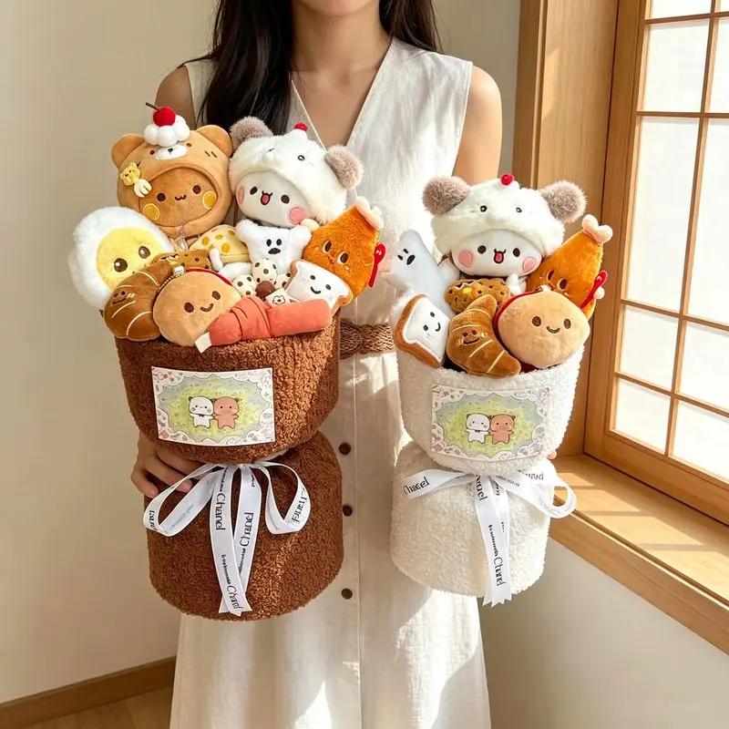 Kawaii Panda Yier And Bubu Plush Bouquet Cute Cartoon Plush Bouquet Valentine Creative Day Gift For Girlfriend Tanabata Gift