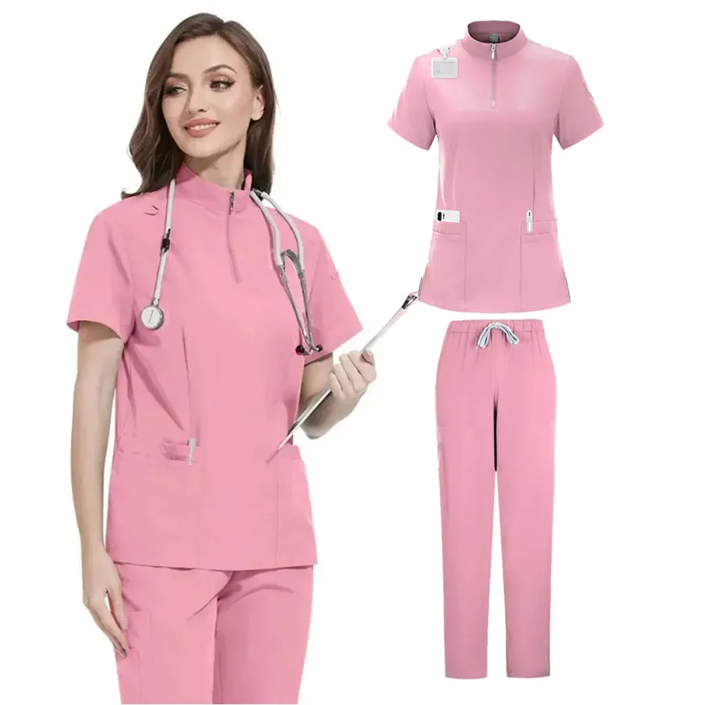 Unisex Doctor Medical Uniforms Men Women Nursing Clothes Beauty Costume Nursing Scrubs Sets Dentist Workwear Clinical Tops Pant