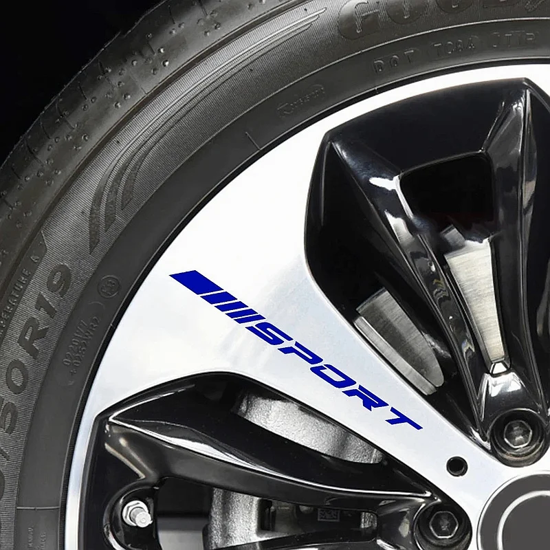 4/8Pcs Sport Car Wheel Hub Stickers DIY Racing Stripes Decals Universal for SUV Truck Auto Exterior Decor Accessories