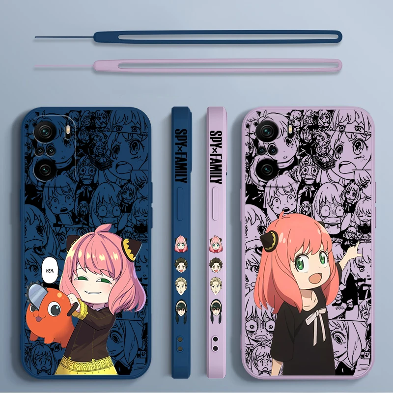 SPY×FAMILY Anya Forger For Xiaomi Redmi Note 13 12 12Pro 11 11S 11T 10S 10 Pro Plus 5G Liquid Left Rope Phone Case