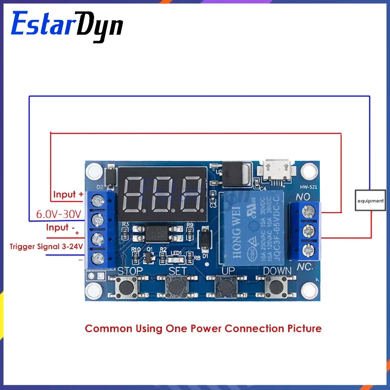 Estardyn-Módulo de relé de 6-30V, interruptor de temporizador, ciclo de retardo ajustable, Control de encendido/apagado para Arduino, electrónica DIY