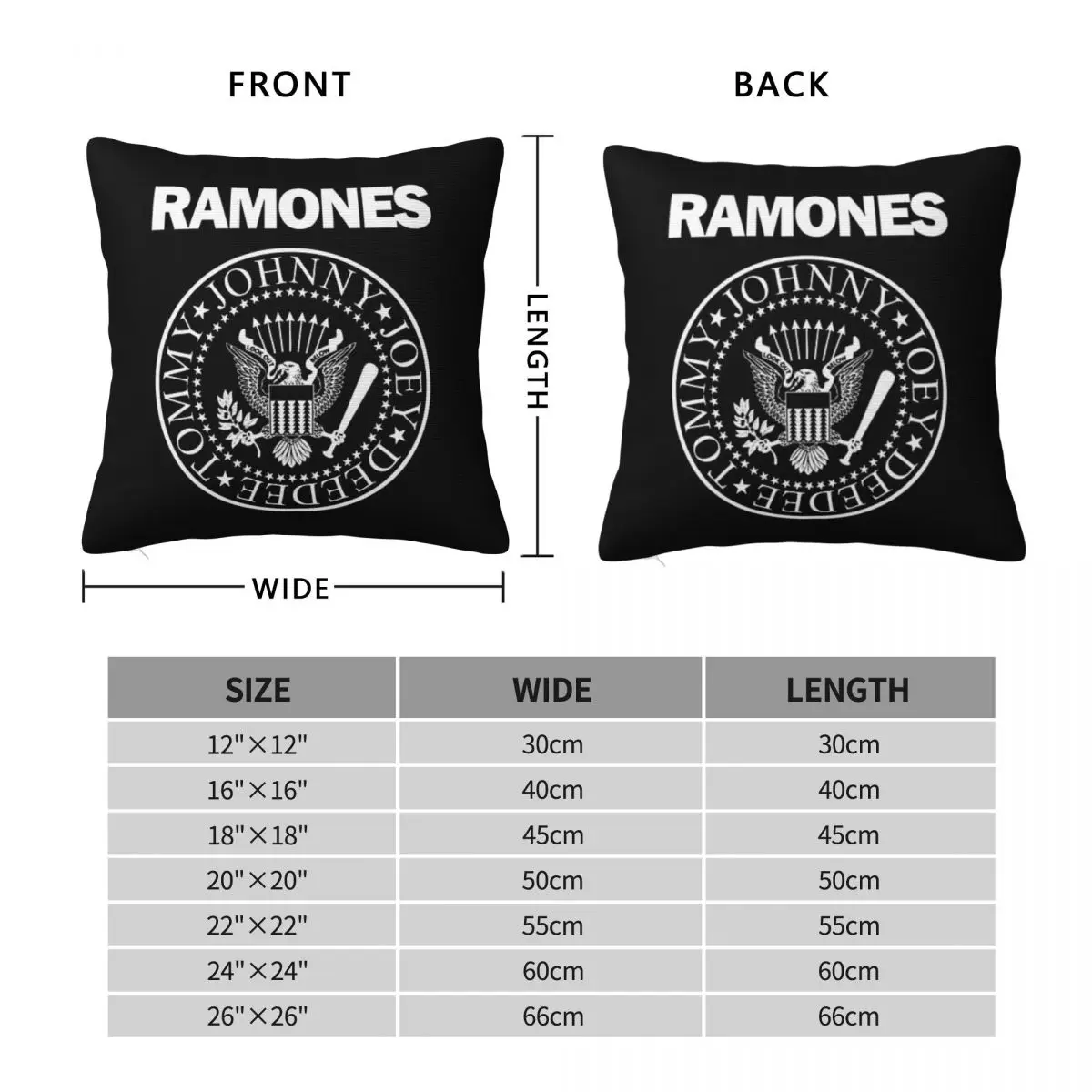 The Ramone Merch Square Pillowcase Pillow Cover Polyester Cushion Zip Decorative Comfort Throw Pillow for Home Sofa