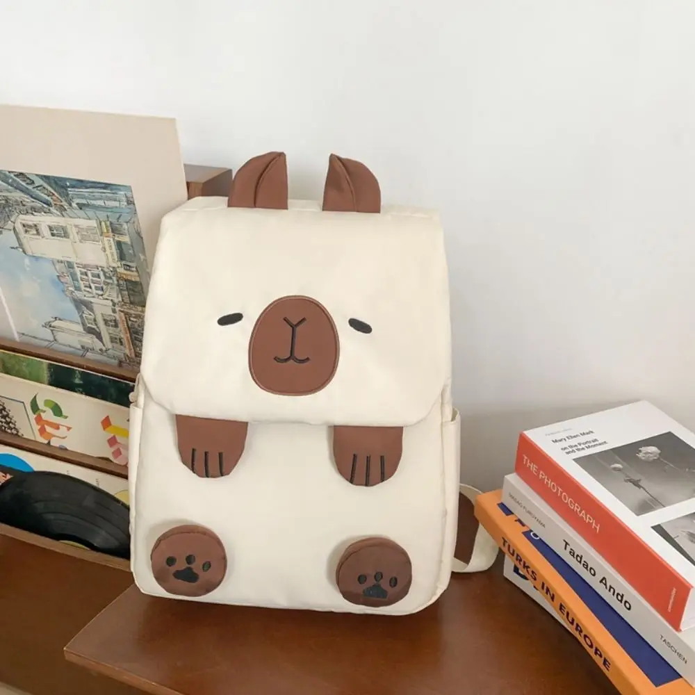 Capybara-mochila escolar de felpa de gran capacidad, bolso de hombro de estilo coreano, bolso de muñeca de peluche, mochila de dibujos animados