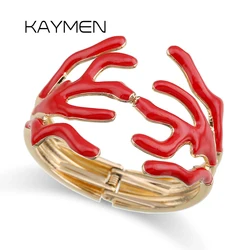 KAYMEN New Gorgeous Coral Design Luxury Cuff Bracelet Statement Bangle Fashion Jewelry for Women Engagement Wedding Accessory