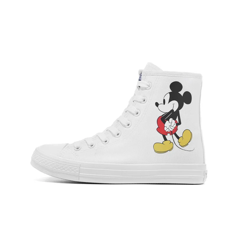 Mickey Canvas Shoes Couple White Shoes High-top White Sport Shoes Disney Mickey Moues Tennis Shoes Fashion Anime Basket Shoes