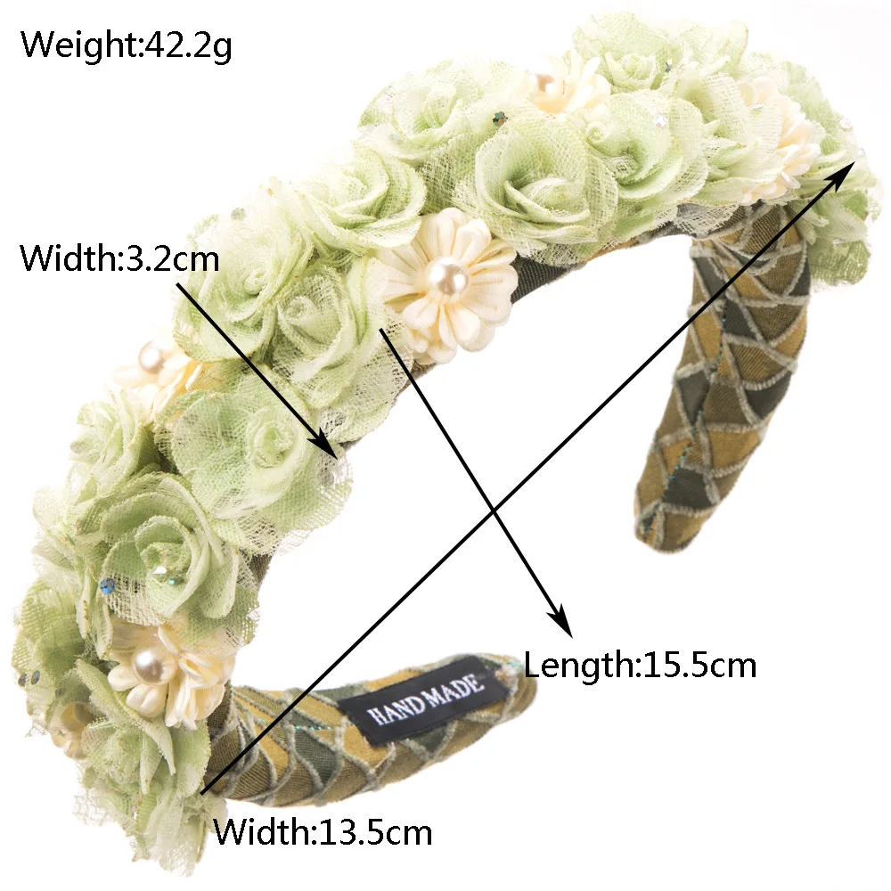 Boho Headband Flowers lattice Headbands Wedding Floral Hairband Prom Party Festivlal Photo Hair Accessory for Women and Girls