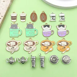 10/20pcs Coffee Charms Alloy Coffee Cup, Coffee Bean Design Pendants for DIY Bracelet Necklace Jewelry Making Accessories