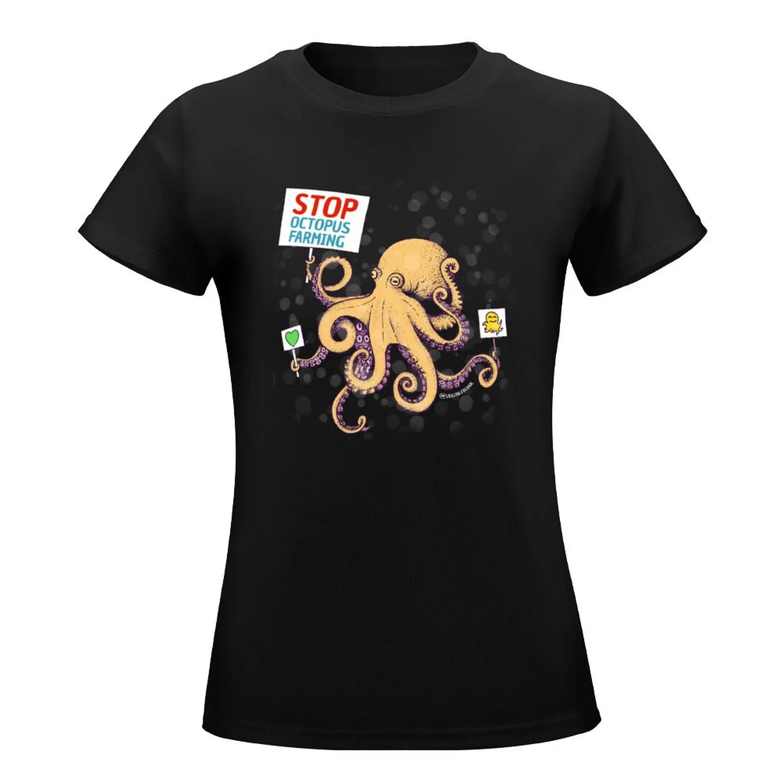 Stop Octopus Farming T-Shirt Short sleeve tee anime clothes female shirts graphic tees luxury designer clothing Women