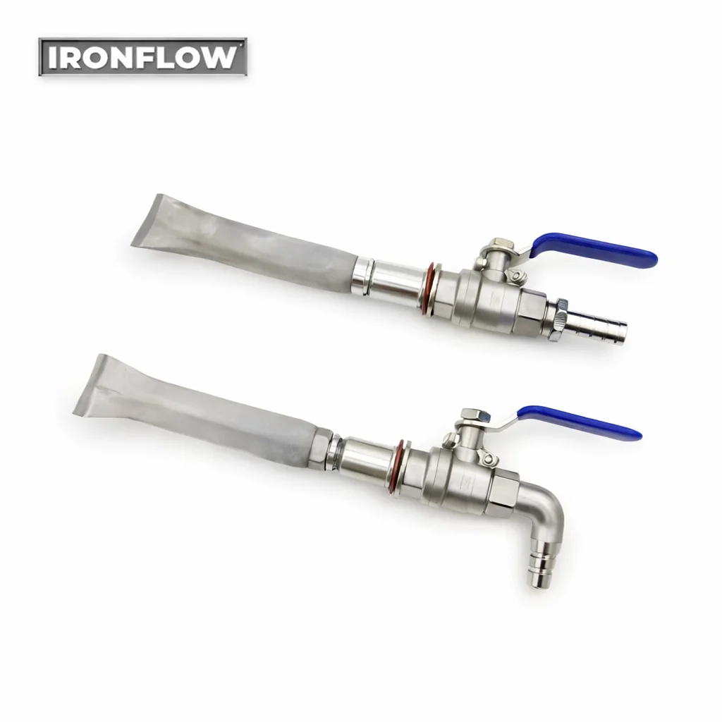 Homebrew Weldless Bulkhead Keg Conversion Kit 304 Stainless Steel 1/2'' Ball Valve with 6'' or 12'' Bazooka Screen