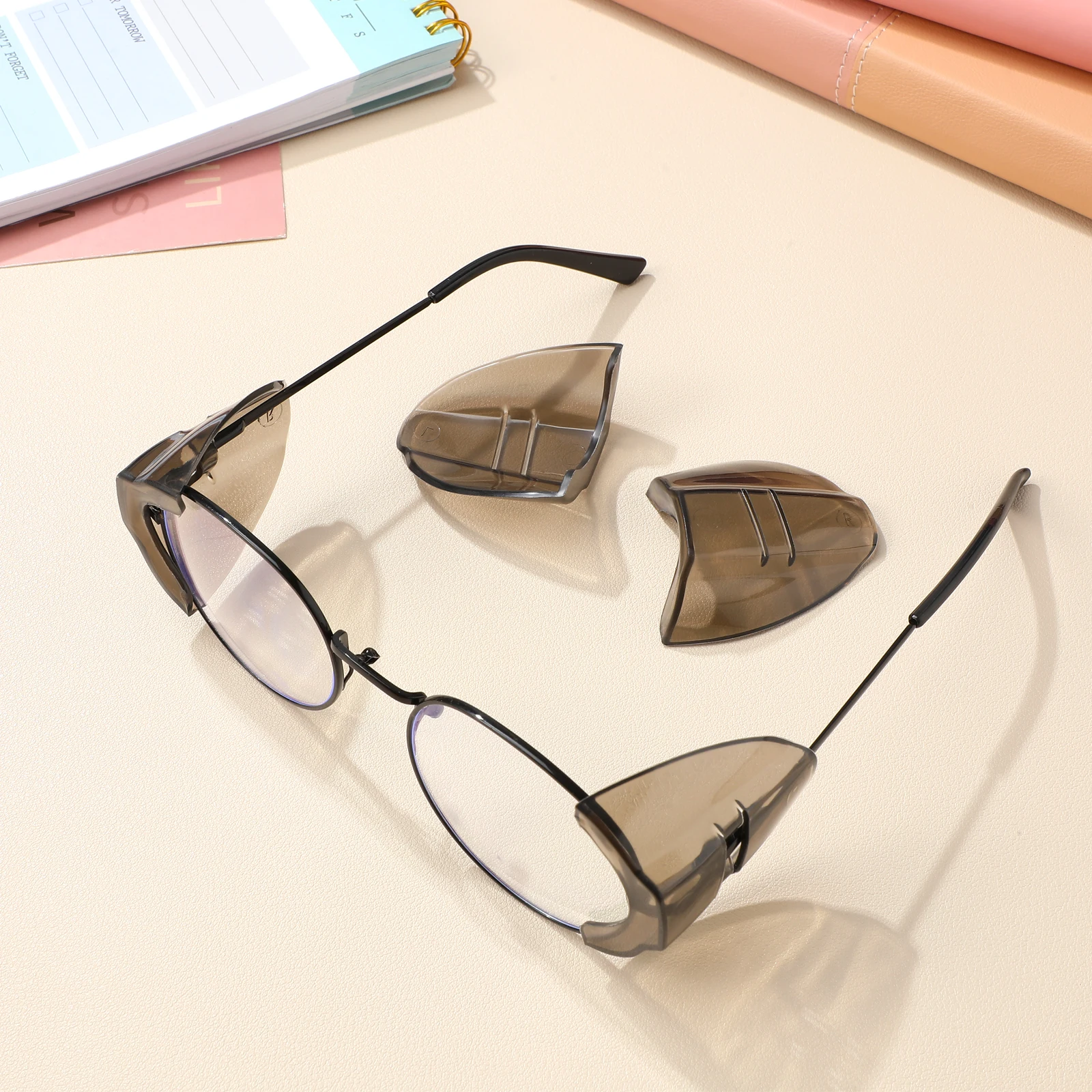 2Pairs Protective Eyewear Sideshield Premium Tpu Lightweight Comfortable Fit Side Protection for Glasses Dark Brown