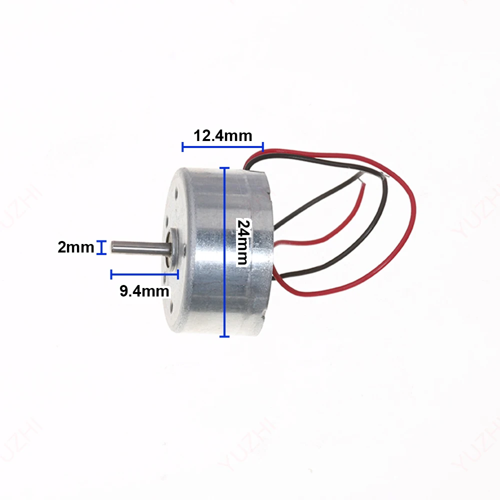Mini 12mm*24mm Round Motor DC 3V 3.7V 6V High Speed Motor with Wire for Fan Model