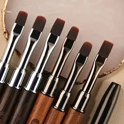 Acrylic Nail Art Brush Pen for Powder Removed Nail Art Painting Brush Wood Handle Manicure Round Gel Cleaning Tools with Cover