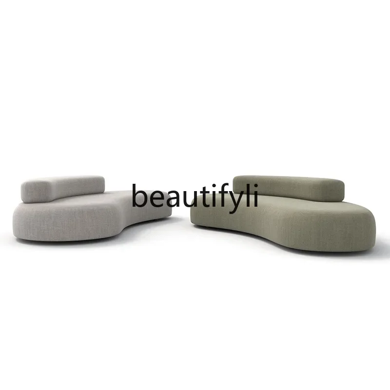 

Large flat floor minimalist round special-shaped moon pebble sofa