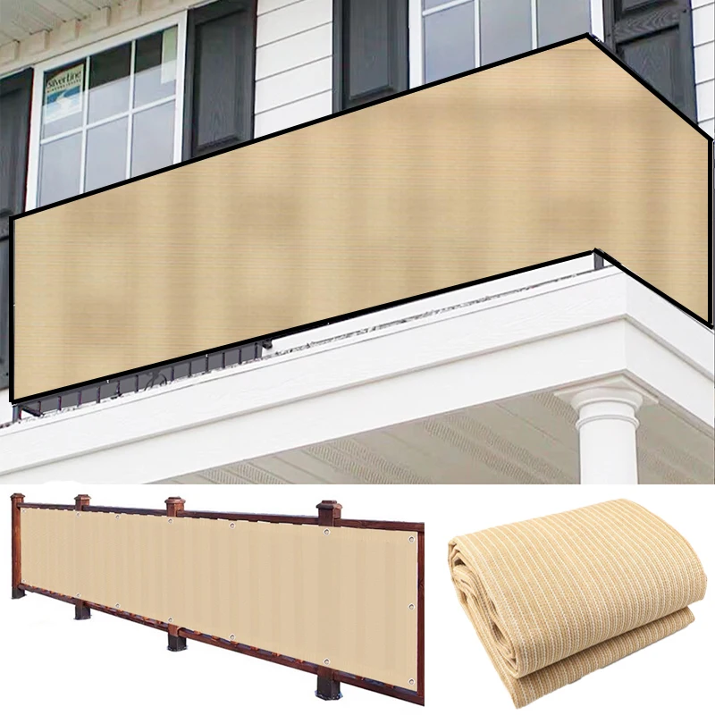 New Thicken Beige Balcony Privacy Screen Backyard Garden Fence Mesh Outdoor Awning Anti-UV Apartment Terrace Safty Privacy Net