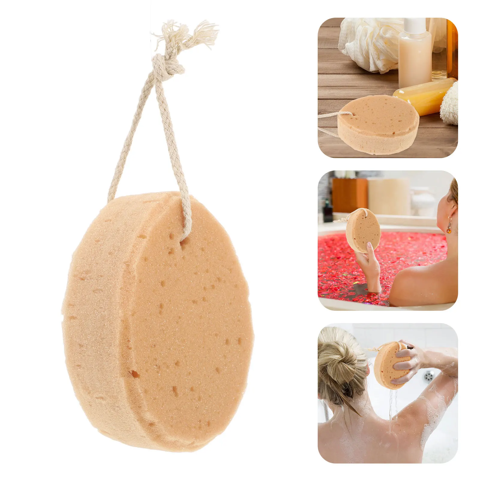 

5 pcs Bath Sponge Artificial Seaweed Cotton Honeycomb Sponge For Baby Kids Adults Biodegradable Durable With Hanging Rope