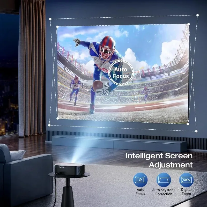 جهاز عرض 4K مخفض مع جهاز عرض أفلام خارجي واي فاي وبلوتوث مع NETFLIX/Prime Video YouTube مدمج في أكثر من 100,000 تطبيقات Su