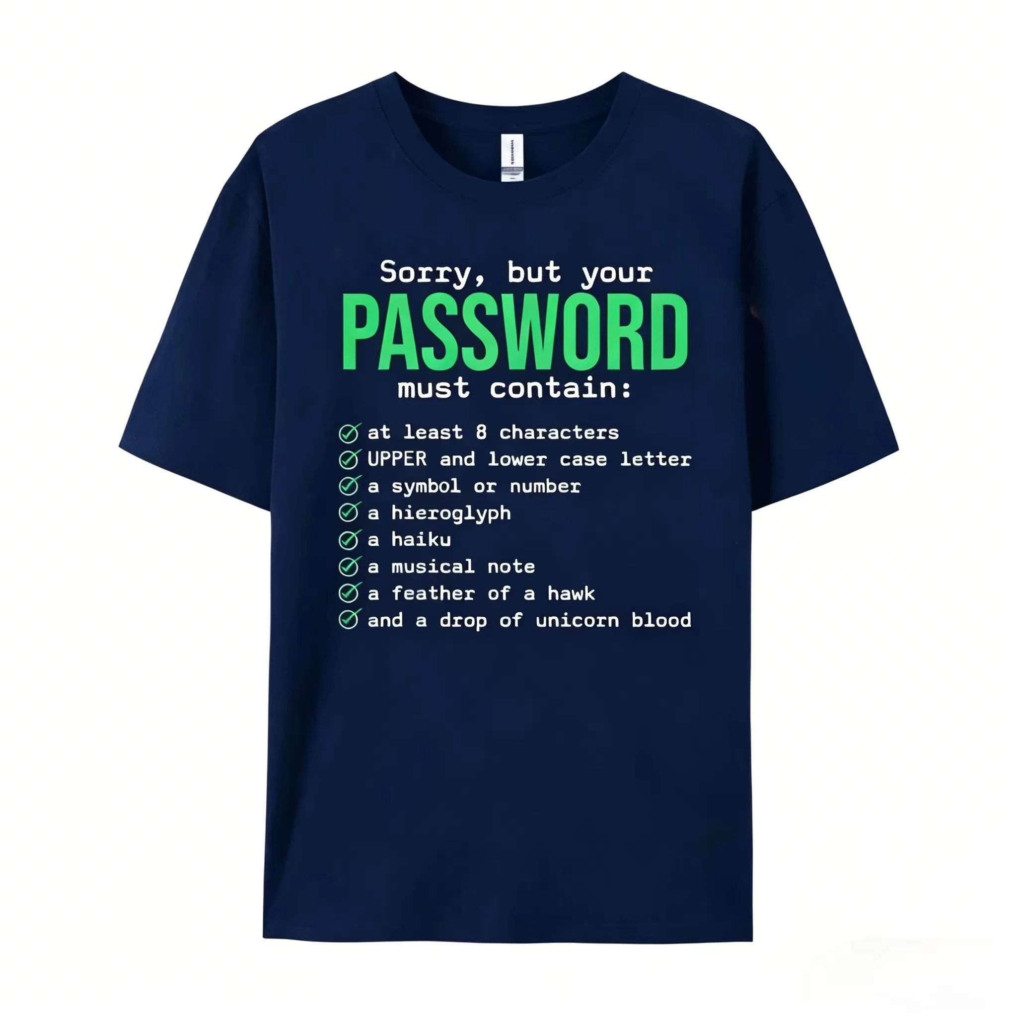 Computer Tech Password T-Shirt Men Women Cotton Graphic Printed Short Sleeve Funny Streetwear Tee Loose Summer Casual Hot Sale