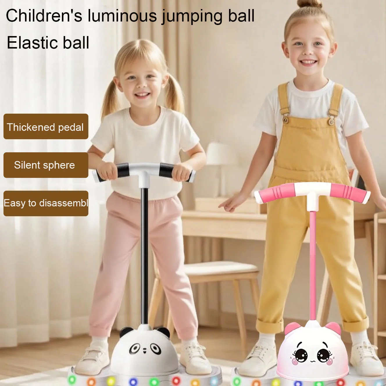 LED-verlichte stuiterbal - een leuk balans- en coördinatiespeelgoed geschikt voor zowel kinderen als volwassenen. Roze/zwarte plastic bou
