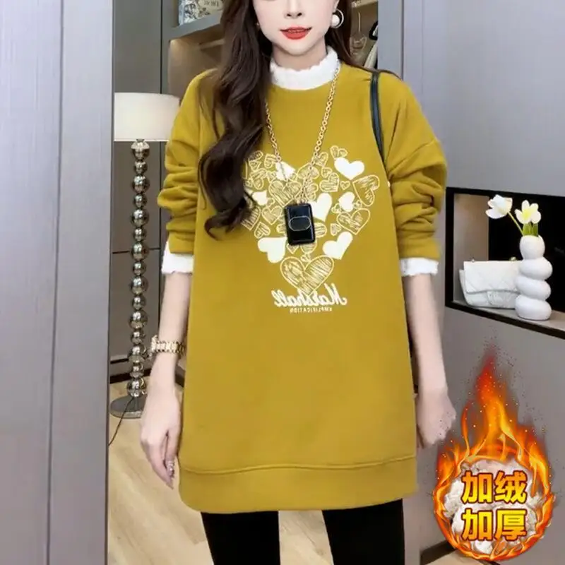 

2026 Women's Sweater New Pullover Knitwear Woman Clothes Tops Fashion Y2K Kawaii Warm Thickened Heart Pattern Long Sleeve Casual