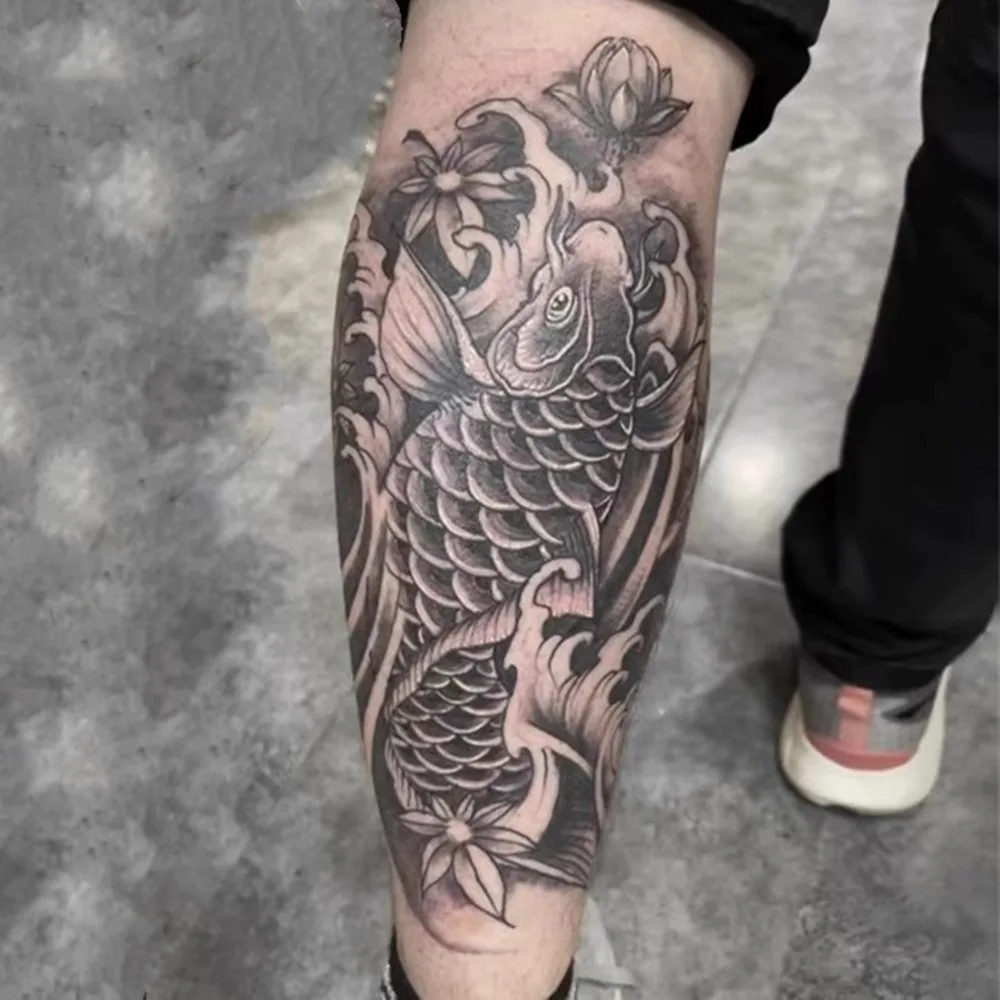 1 Sheet Koi Carp Tattoo Sticker Waterproof Long Lasting Arm Party Temporary Tattoo