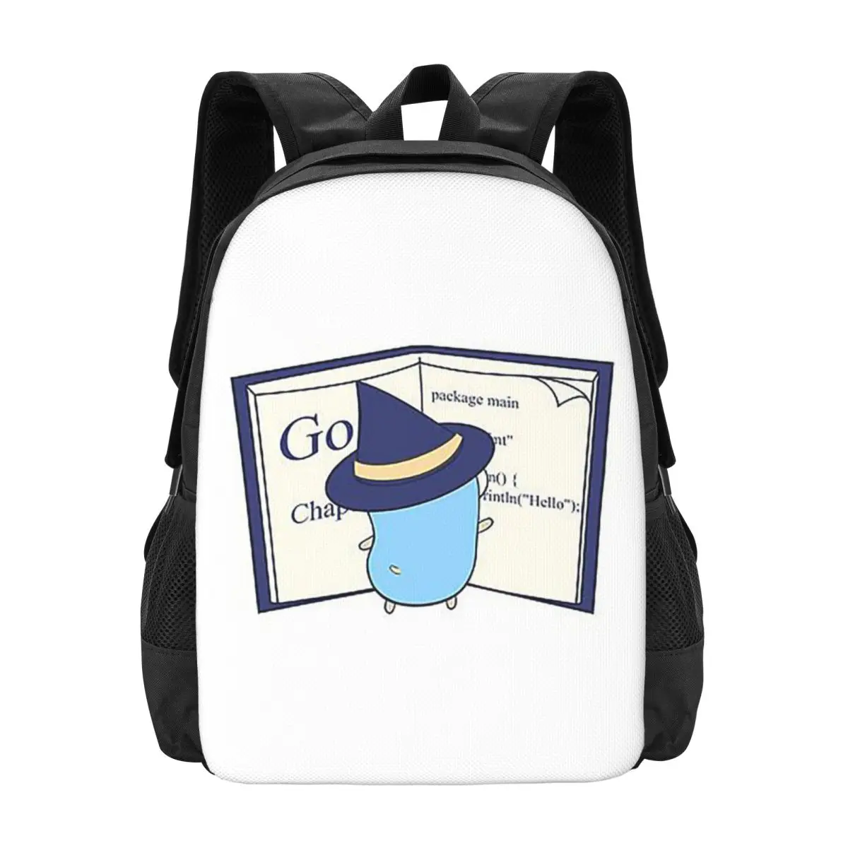 

The Go Gopher Golang Witch Learning Backpack Hot Sale Daypack Large Capacity BookBag School Bag Shoulder Bags for Men Women