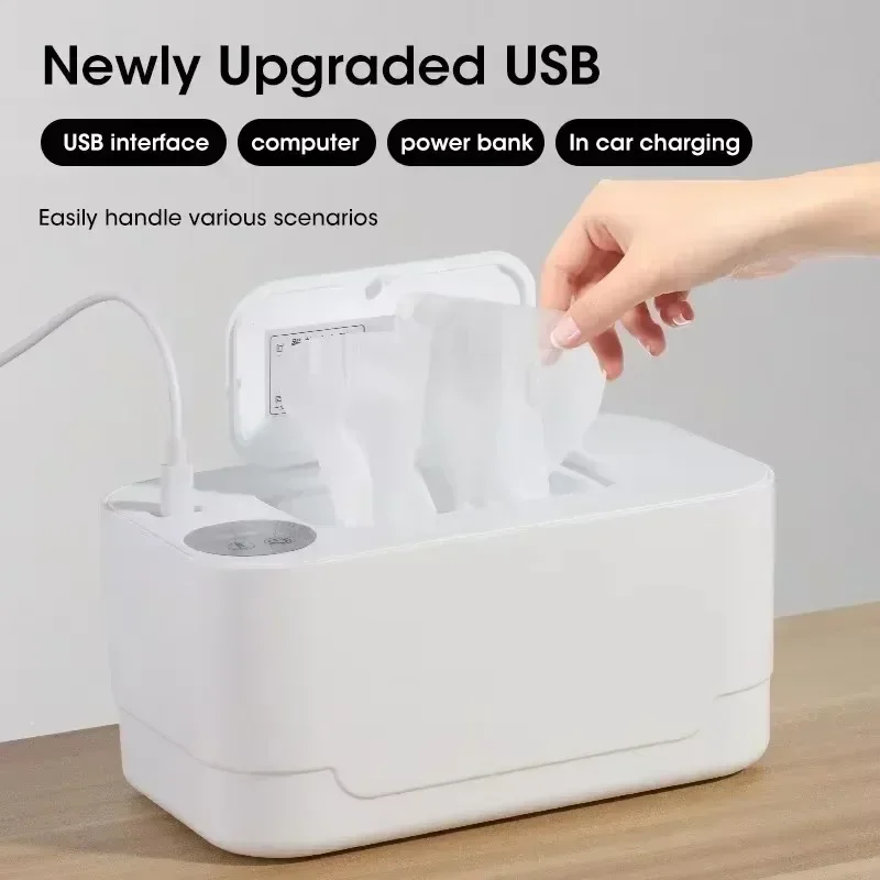 10W Baby Wipe Warmer Heater,Mini Wipe Warmer Case for Vehicle and Home Use,Diaper Wipe Warmer ,Napkin Heating Box,USB Thermostat