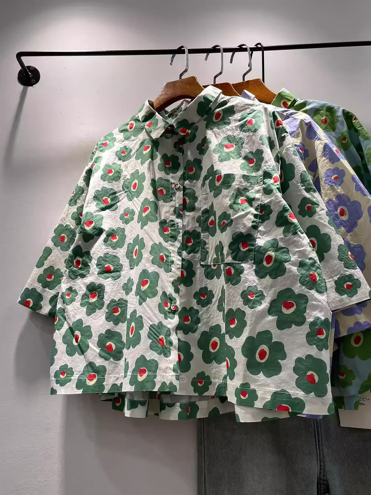 

2025 Flower Print Shirt For Women Summer 100% Cotton Outerwear Cardigan Shirt Sun Protection Top For Women Beach Tops