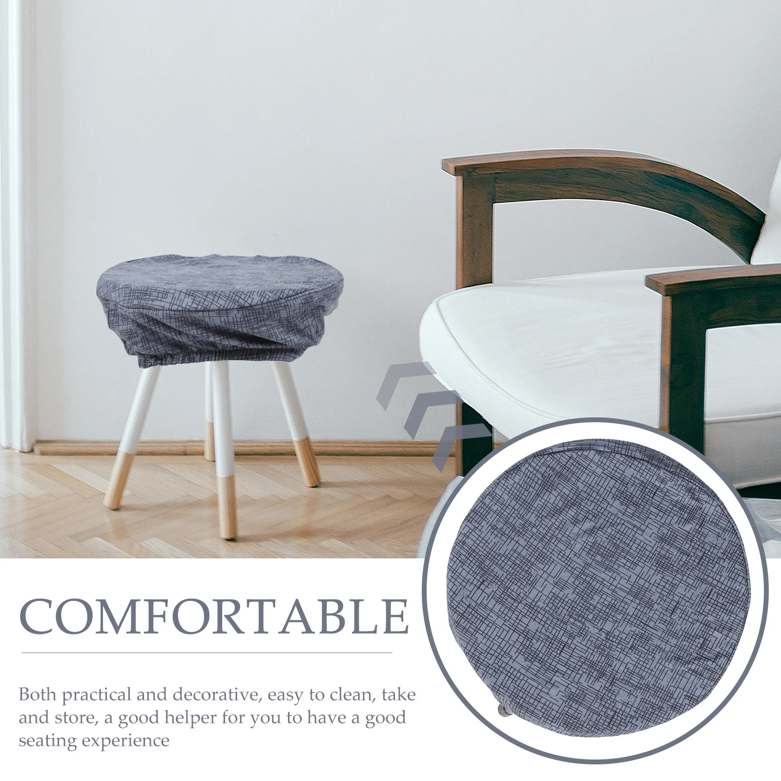 3 قطعة غطاء البراز المستديرة تمتد مرونة قابل للغسل بار البراز مقعد حامي للإزالة الطعام كرسي غطاء الوسادة كرسي حامي #6