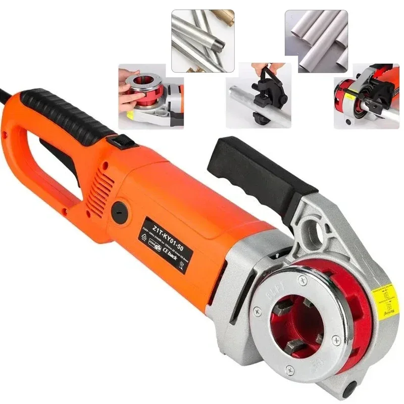 Portable Handheld Electric Pipe Threader 2300W Industrial Pipe Threading Machine With 6 Die Power Tool （110V/220V）