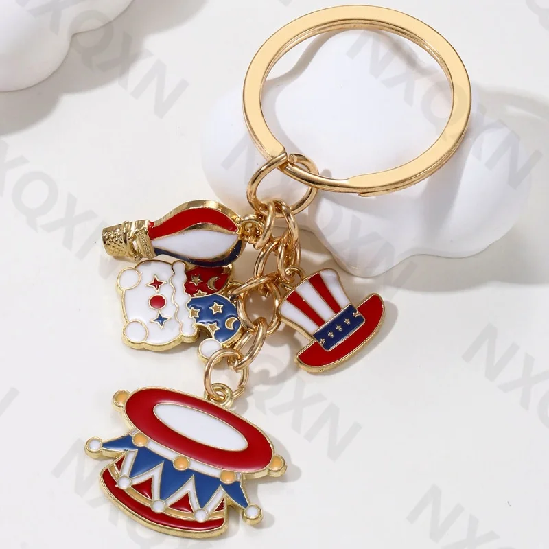 Cartoon Hat Joker Hot Air Balloon Enamel Keychain Cute Circus Troupe Key Ring For Women Men Friendship Gift Handmade Jewelry