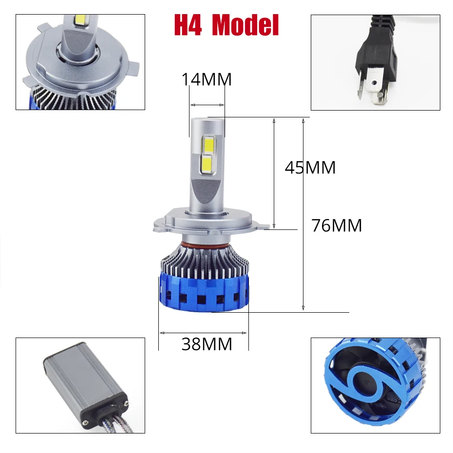 Ronan 단일 구리 Canbus LED 헤드라이트, 12V H4hi/lo H7 H1 H8 H9 H11 9005 HB3 9006 HB4 자동 LED 램프, 고출력 조명 6000K