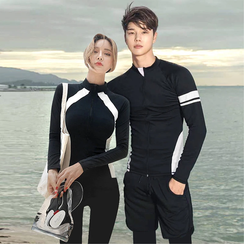 Men\'s Women\'s Sun Protection Shirt+Leggings+Trunks Long Sleeve Rash Guard Outdoor Tops & Bottoms Full Body Lightweight Swimsuit