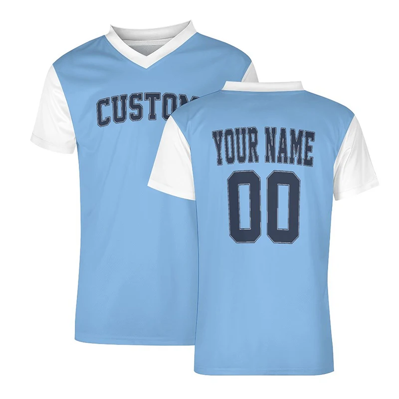 Blue Football Jersey Soccer Shirts Men Custom T-shirt Sportwear Sport Soft Breathable Clothing Fast Drying Training Wear