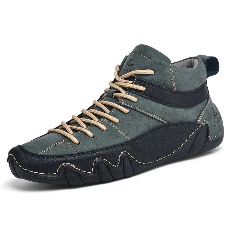 

Autumn New Shoes for Men Leather Casual Shoes Flat Sport Shoes Fashion Lace-up Ankle Boots Big Size