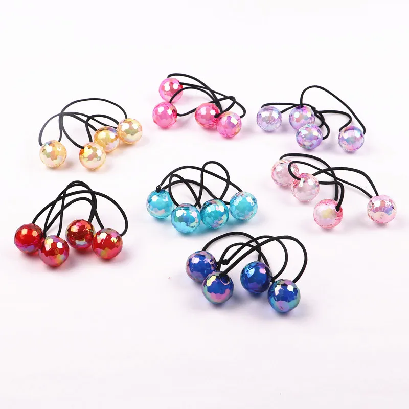 2pcs/lot Korean children\'s hair accessories wholesale cartoon colorful ball hair ring hair rope rubber band head hair rope