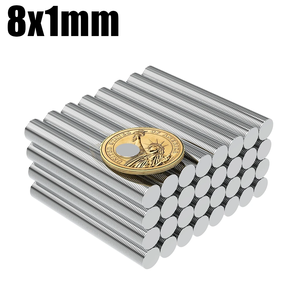 

20/50/100/200/500/1000Pcs 8x1 Super Strong Magnet 8mm X 1mm Round Magnetic NdFeB Neodymium magnet N35 Powerful Disc imanes 8*1