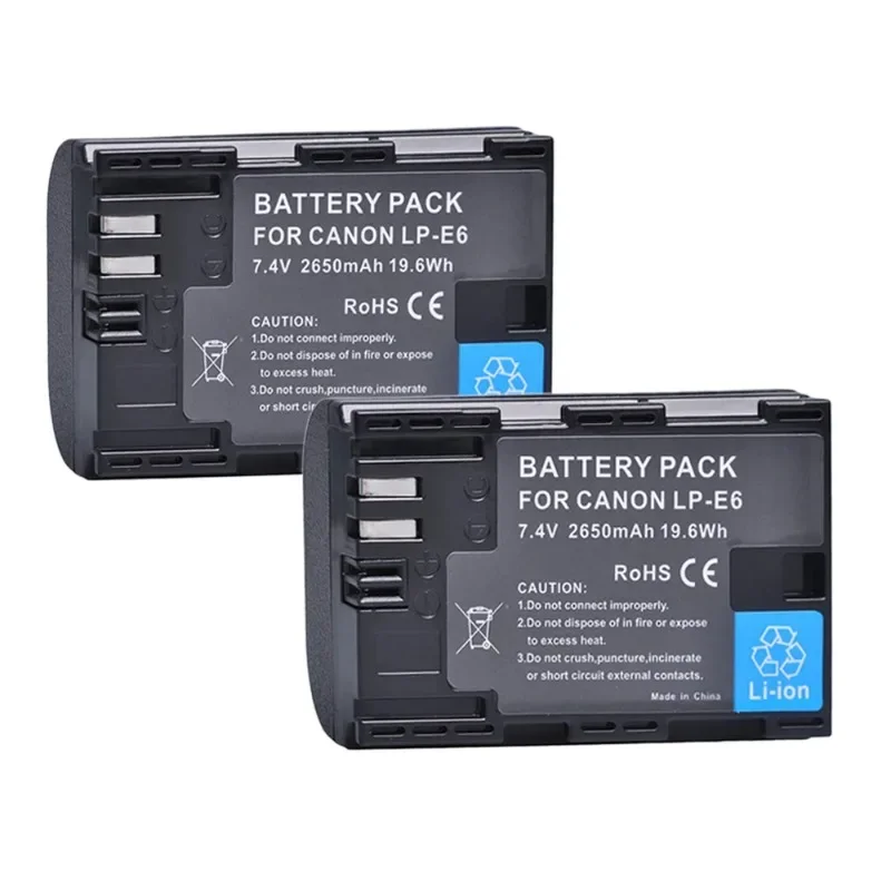 2650mAh Li-ion LP-E6 LP-E6N Digital Battery for Canon EOS 6D 7D 5D Mark II III IV 5D 60D 60Da 70D 80D 90D 5DS R5 R6 XC10 XC15