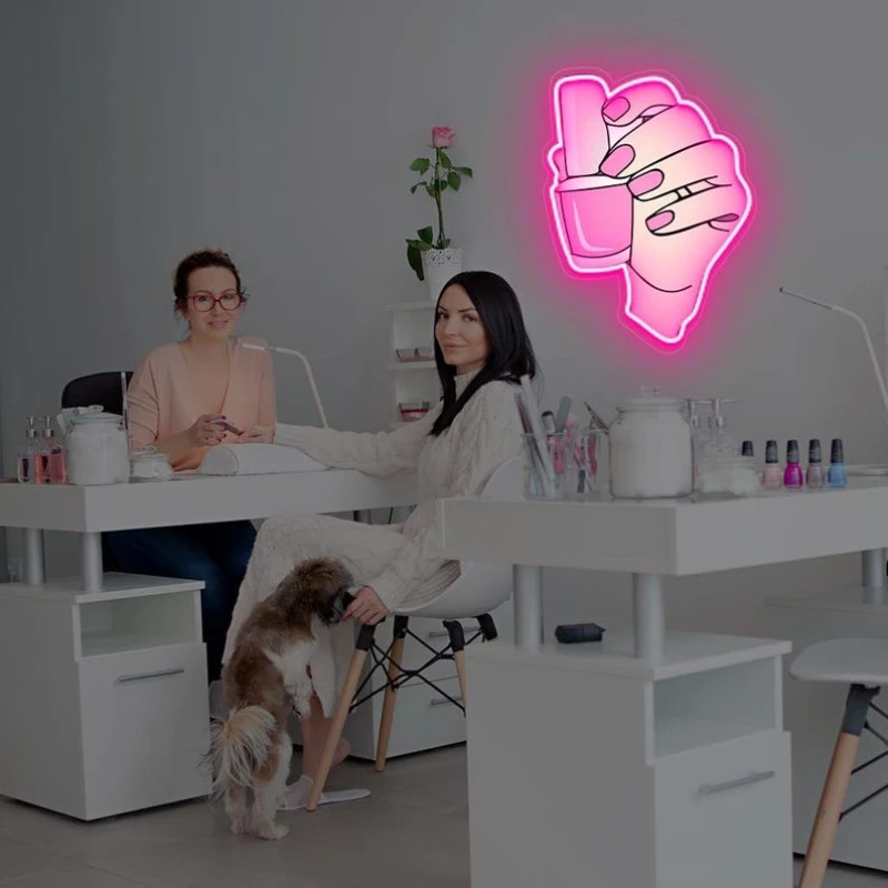 Nail Polish Hand UV Print Neon Sign USB Powered LED Neon Light Signs Wall Decor for Bedroom,Beauty Room,Nail Salon Decoration