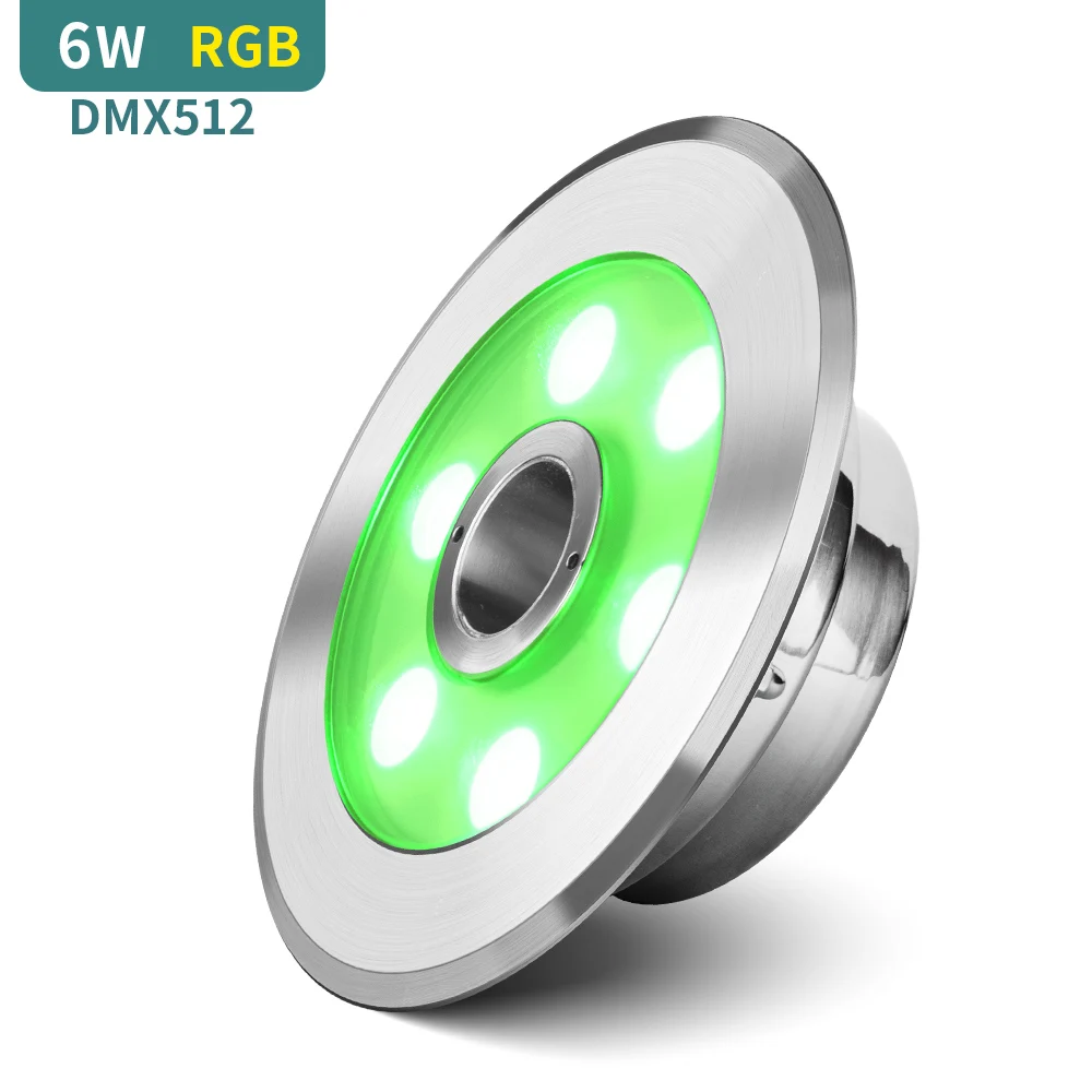 

DC24V 6W Подводный светодиодный RGB DMX512 Управление 316L Фонтанный светильник Садовый пейзажный светильник
