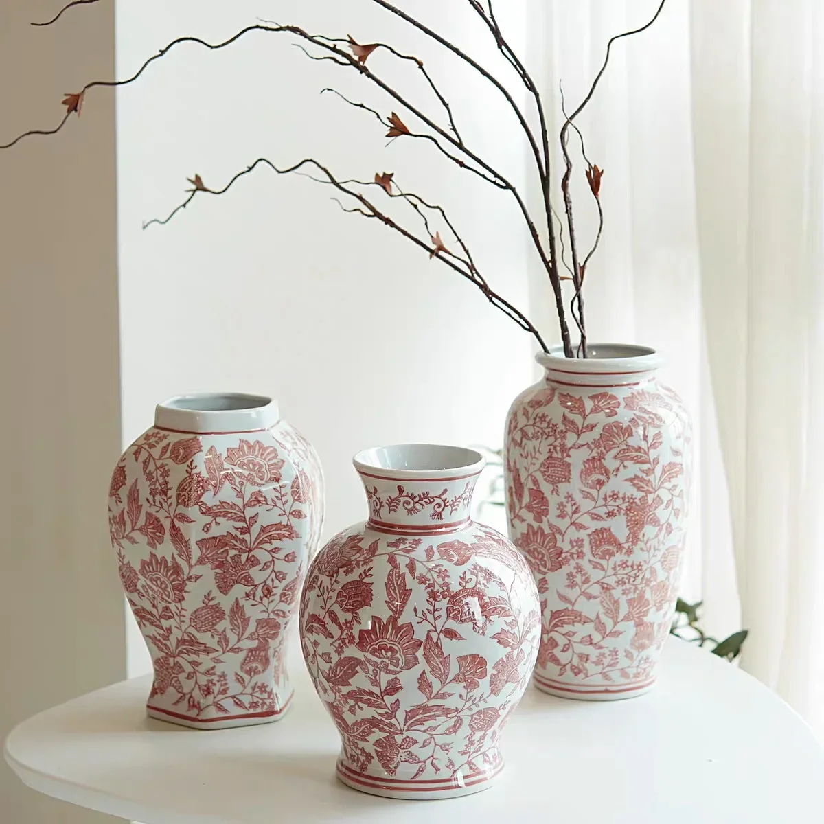 Chinese Blue and White Porcelain Vase Hydroponic Flowervase Flower Arrangement Accessories Vintage Porcelain Pot Home Decoration