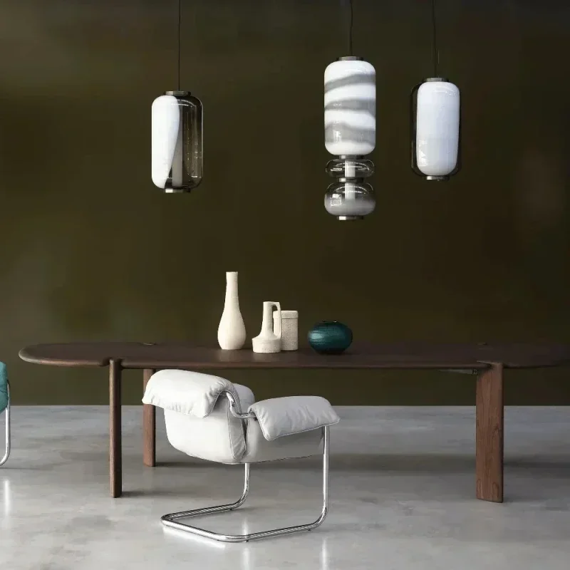 2026 إيطاليا الإبداعية الدخان الزجاج الأبيض LED الثريا غرفة نوم دراسة فندق مكتب ضوء غرفة المعيشة أريكة جو ديكور فني الطابق #1