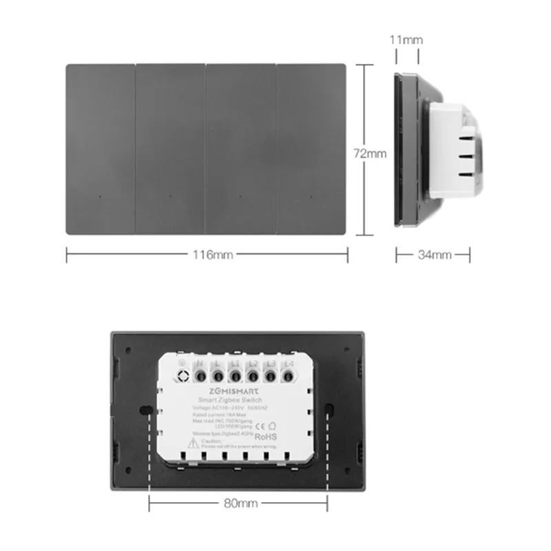 A20M Tuya Zigbee 2 Gang Zero Fire Technology Smart Wall Switch For Smartthings Homekit، التحكم الذكي
