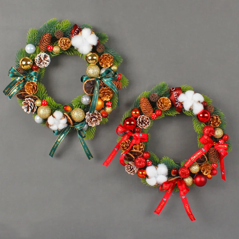 Deadwood Decorations Custom-Size Christmas Ball Cotton Wreaths Window Pinecone Wreaths Door Wall Hanging Outdoor