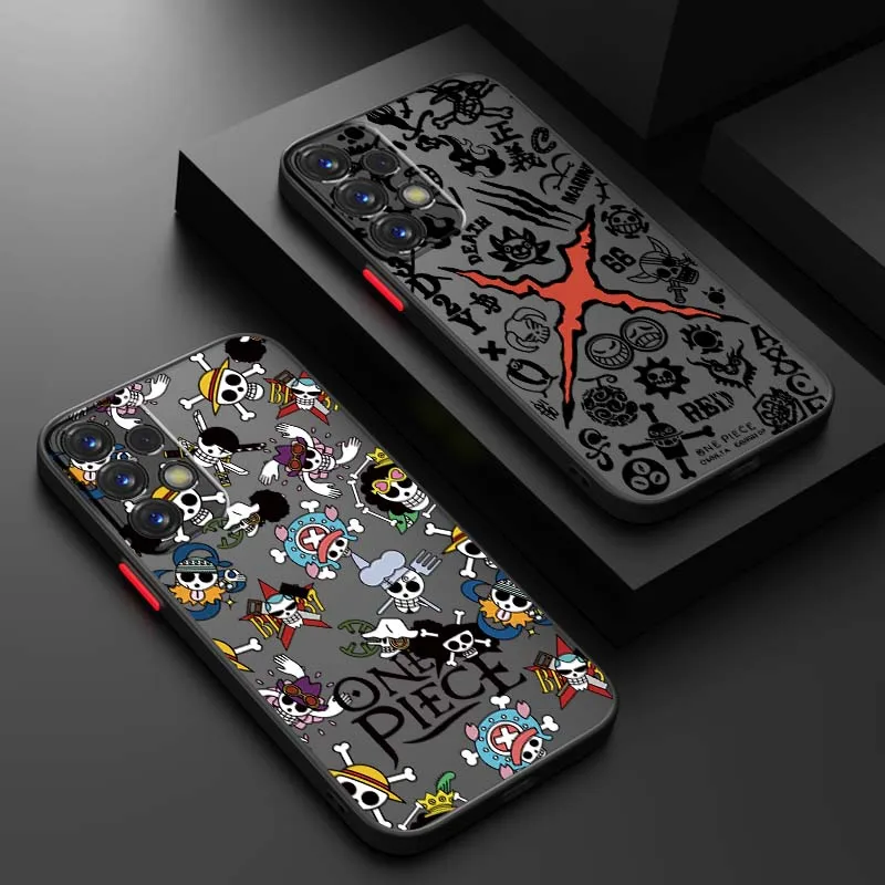 

One Piece Japanese Anime Phone Case For Samsung A50 A42 A34 A33 A32 A23 A04 A03 Note 20 10 9 8 5G Frosted Translucent
