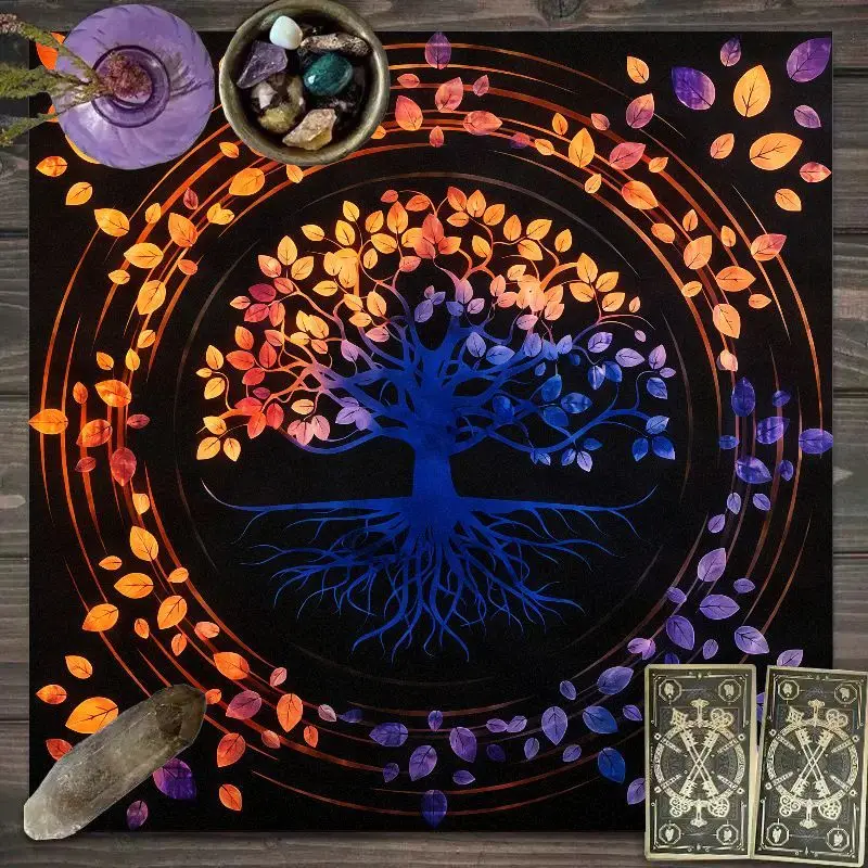 VIKAMA pink aphrodite venus seashell floral celestial tarot mat oracle card spread home decor spiritual altar decor