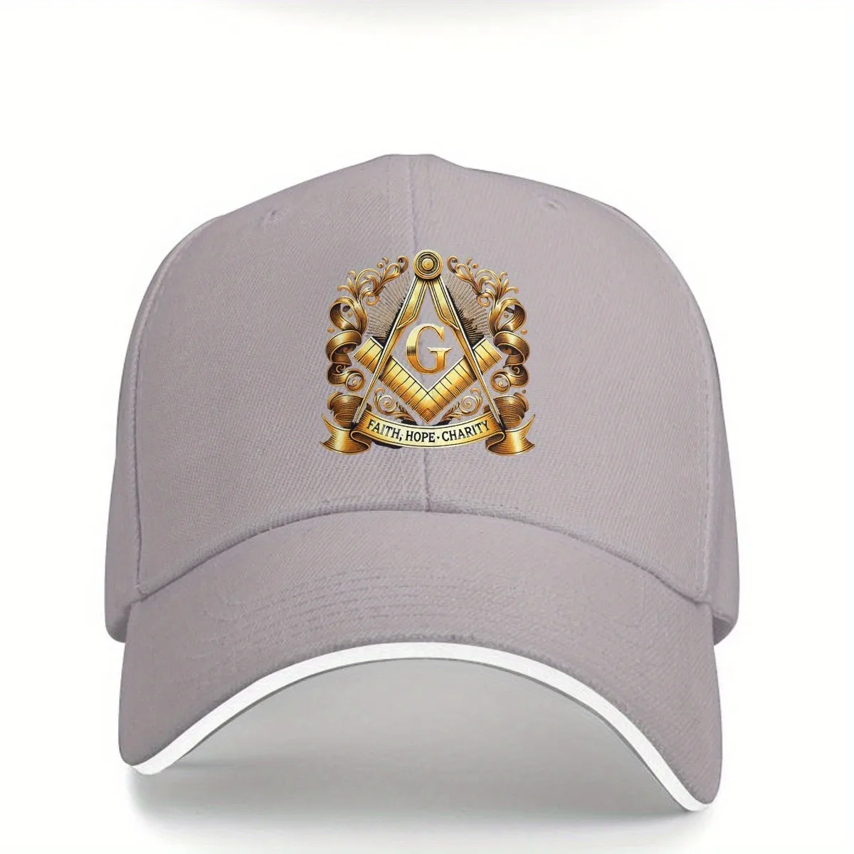 Casquette de baseball unisexe en polyester avec motif carré et compas maçonniques, Faith Hope Charity, décontractée et réglable