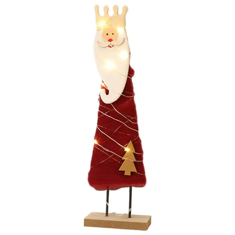 Felt Christmas Tree Decoration Creative Wood Base Desktop Figurine Layout Supplies Reindeer Santa Claus Crafts Ornament